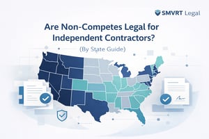 Map showing state-by-state enforceability of non-compete agreements for independent contractors