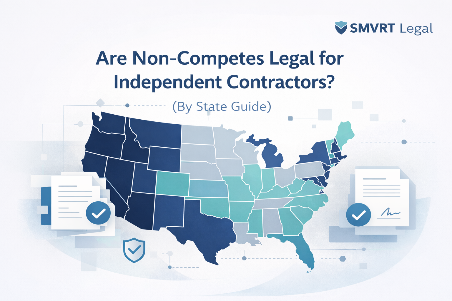 Map showing state-by-state enforceability of non-compete agreements for independent contractors